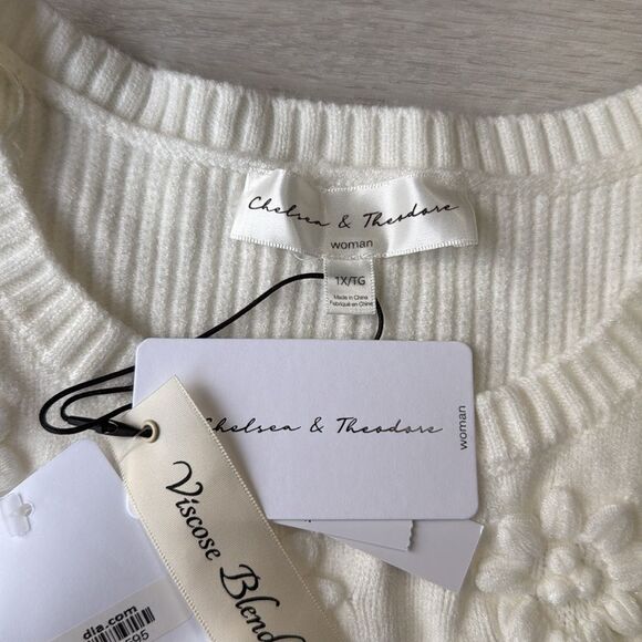 Chelsea and Theodore Margo Floral Sweater white size 1X‎ nwt - Picture 6 of 6